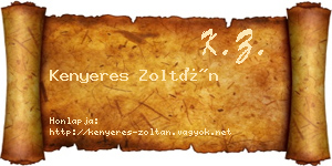 Kenyeres Zoltán névjegykártya