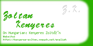 zoltan kenyeres business card